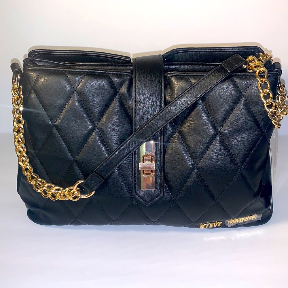 Steve Madden Quilted Black Shoulder Bag